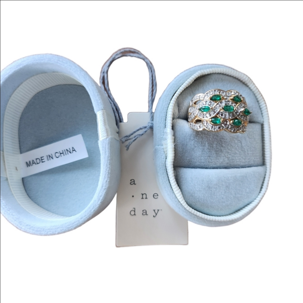 Silver Green Gemstone Ring